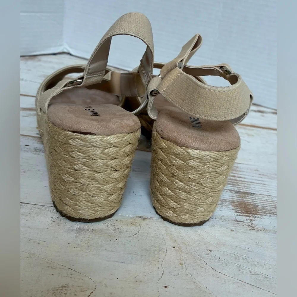 ANN KLEIN Ellis sandal wedge espadrille neutral summer party wedding sz 10 NWOB